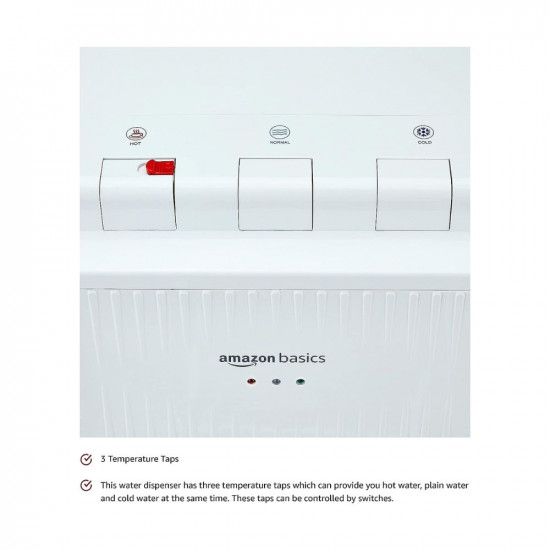 Amazon Basics Hot, Cold and Normal Water Dispenser, Bottom Loading