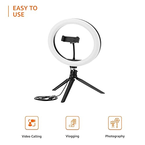 amazon basics led ring light 10 inch with mini stand hot shoe adapter and 3 temperature modes for youtube photo shoot vlogging amp more 334433037340729 l