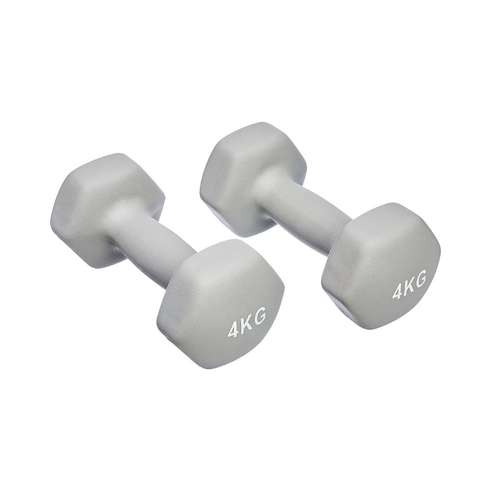 Amazon Basics Neoprene Fixed Dumbbell Pair, 2 x 4Kg, Grey