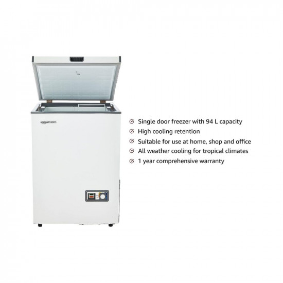 Amazon Basics Single Door Deep Freezer, 94 L, White