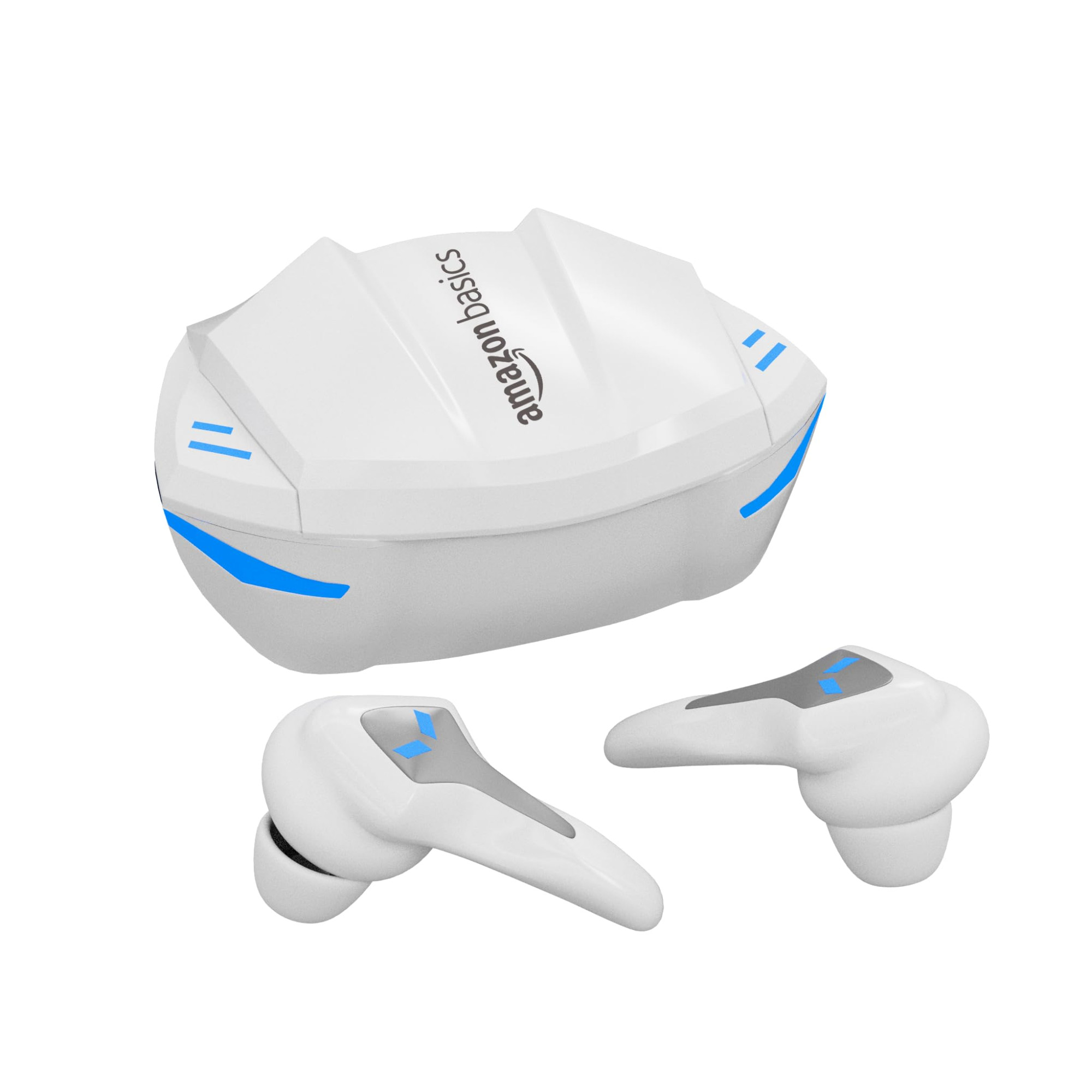 amazon basics True Wireless Gaming Mode in-Ear Earbuds Up to 50ms Low Latency  Built-in Mic 60H Playtime IPX5 Sweat  Water Resistant Touch Controls  Voice Control Super Fast Charging White