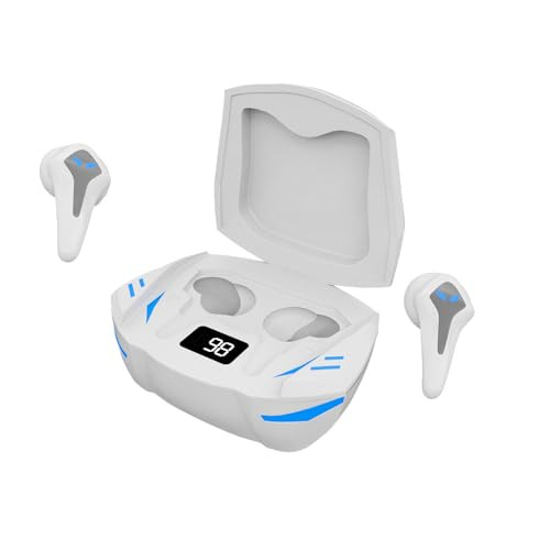 amazon basics True Wireless Gaming Mode in-Ear Earbuds Up to 50ms Low Latency  Built-in Mic 60H Playtime IPX5 Sweat  Water Resistant Touch Controls  Voice Control Super Fast Charging White