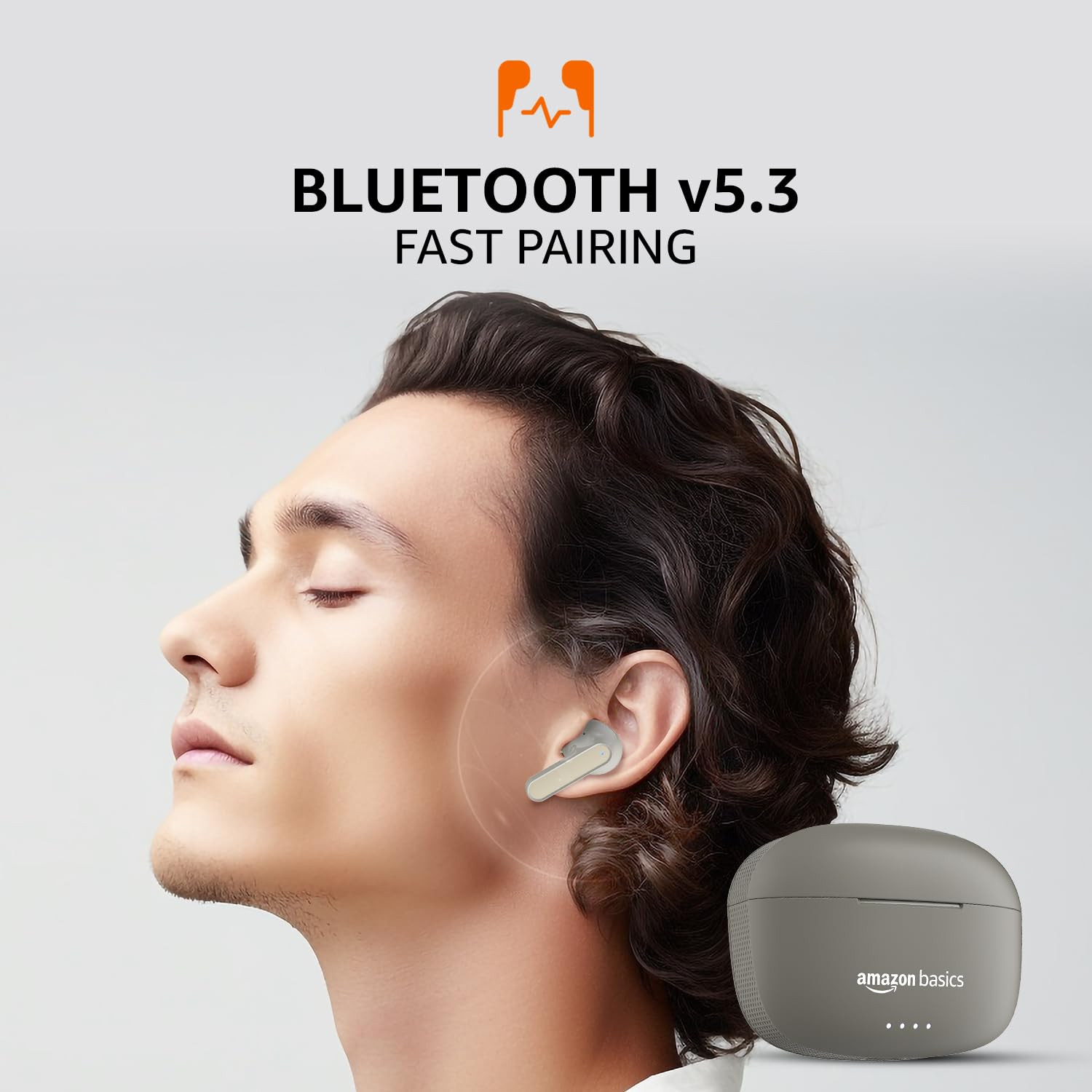 amazon basics TWS in-Ear Earbuds AB-A8 with Fast Charging up to 50 Hours of Playtime  Dual 10mm Driver  IPX4 Water-Resistance  Bluetooth 53  Charging Case with Mic  Touch Control Beige
