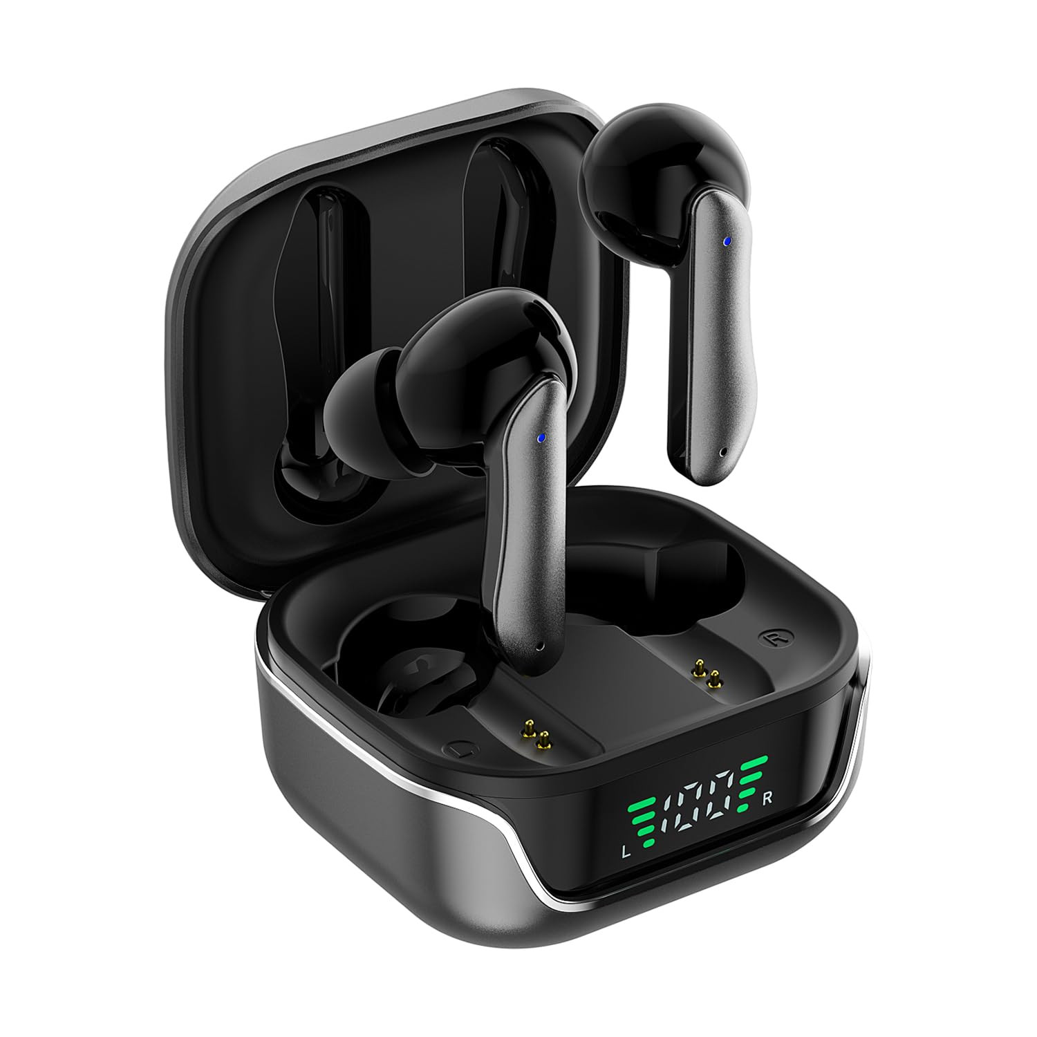 amazon basics TWS in-Ear Earbuds AB-T01A with Fast Charging up to 50 Hours of Playtime  Dual 10mm Driver  IPX4 Water-Resistance  Bluetooth 53  Charging Case with Mic  Touch Control Black