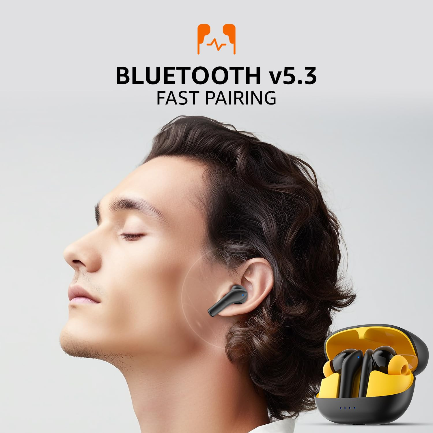 Amazon Basics TWS in-Ear Earbuds AB-T08 - C2 with Fast Charging up to 50 Hours of Playtime  Dual 10mm Driver  IPX4 Water-Resistance  Bluetooth 53  Charging Case with Mic  Touch Control Black