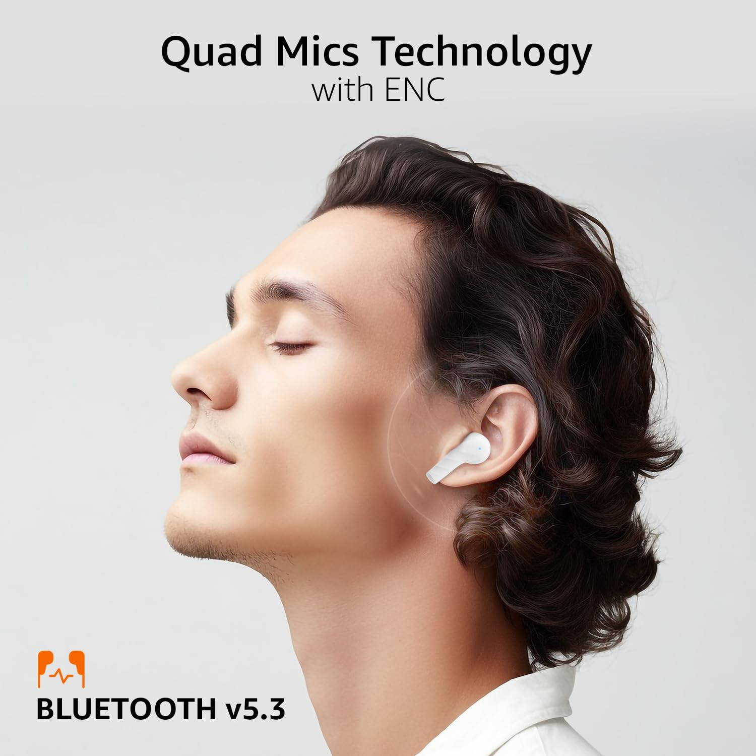 amazon basics TWS in-Ear Earbuds AB-T10 with Fast Charging up to 50 Hours of Playtime  Dual 10mm Driver  IPX4 Water-Resistance  Bluetooth 53  Charging Case with Mic  Touch Control White