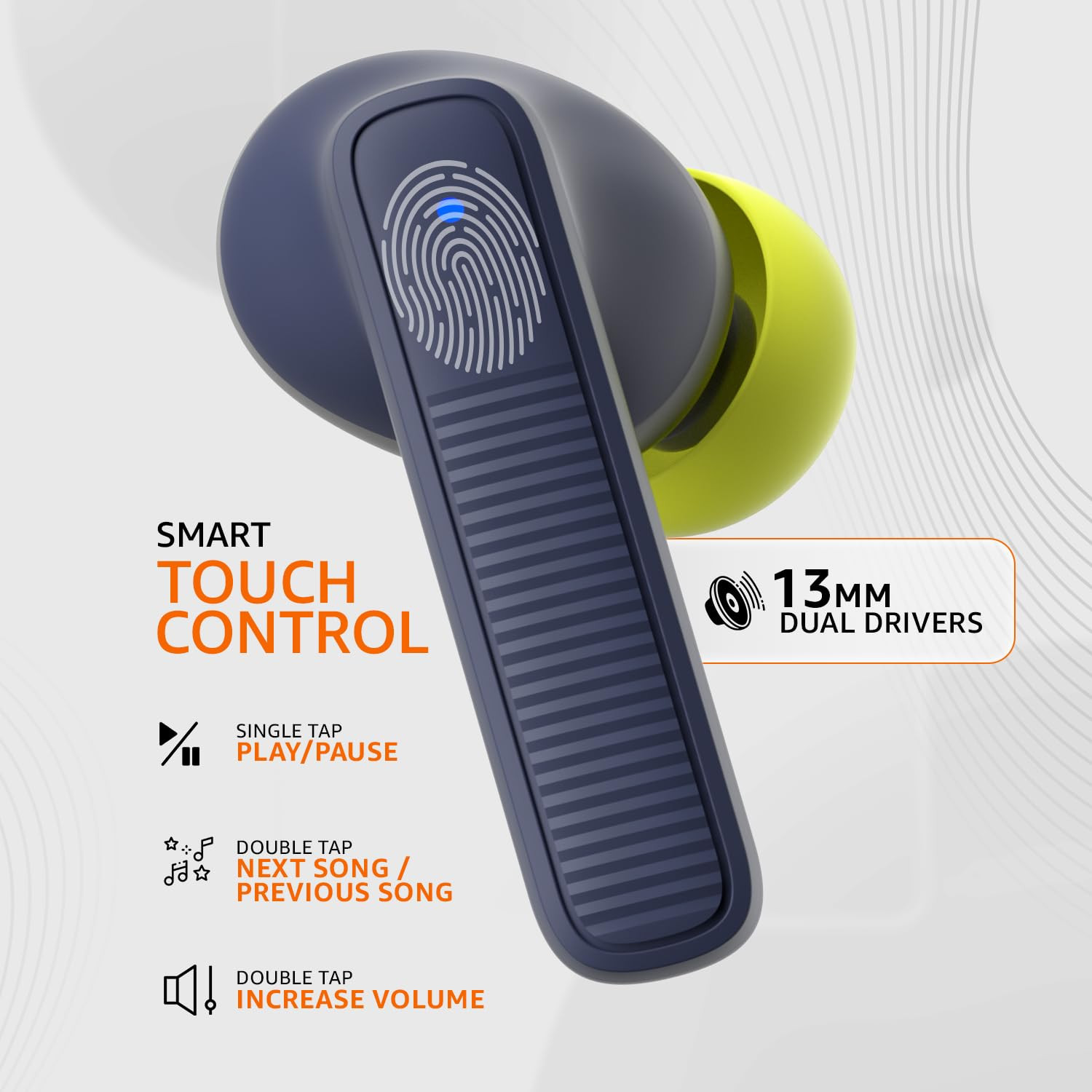 amazon basics TWS in-Ear Earbuds AB-T17 with Fast Charging up to 70 Hours of Playtime  Dual 13mm Driver  IPX4 Water-Resistance  Bluetooth 53  Charging Case with Mic  Touch Control Blue