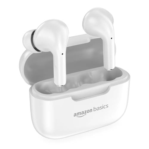 amazon basics TWS in-Ear Earbuds S19 with Fast Charging up to 50 Hours of Playtime  Dual 10mm Driver  IPX4 Water-Resistance  Bluetooth 53  Touch Control White