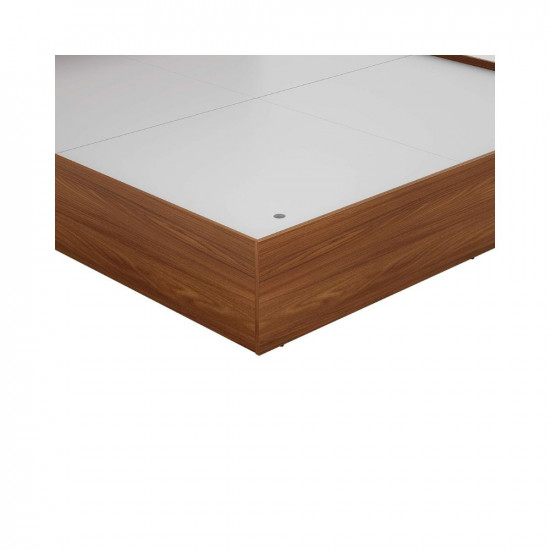 Amazon Brand - Solimo Canes Engineered Wood King Bed with Box Storage (Walnut finish)