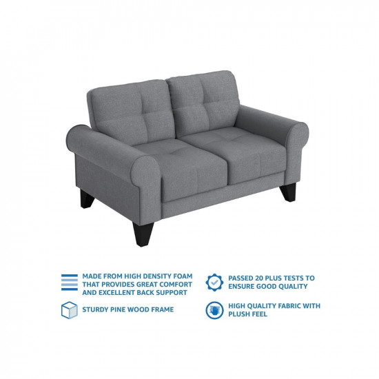 Amazon Brand - Solimo Firhouse 2 Seater Sofa (Fabric, Steel Grey)