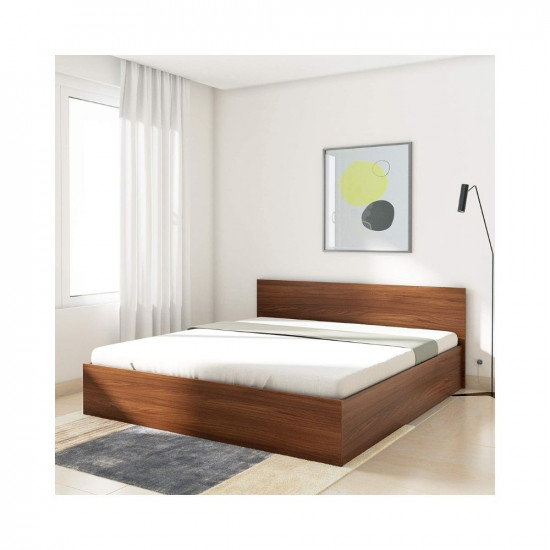 Amazon Brand - Solimo Medusa Engineered Wood King Bed with Box Storage (Walnut finish)