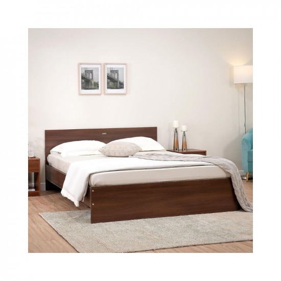 Amazon Brand - Solimo Medusa Engineered Wood Queen Size Bed Without Storage - (Walnut Finish_Brown)