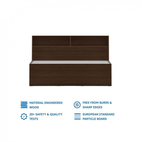 Amazon Brand - Solimo Neptune Queen Engineered Wood Regular Bed with Storage (Walnut Finish, Brown)
