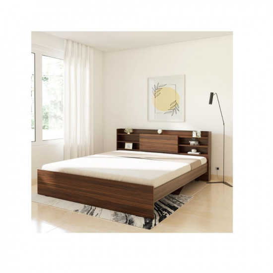 Amazon Brand - Solimo Picton Engineered Wood King Size Bed without Storage (Walnut)
