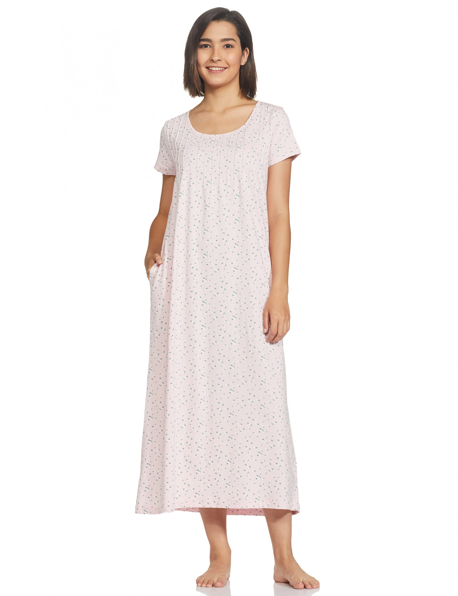 Buy Trimes Soft Cotton Night Gown for Women with Floral Printed  Design|Stylish & Comfortable|with Elegant Floral Print |U Neck Shape with  Button Closure| Red - Large at Amazon.in