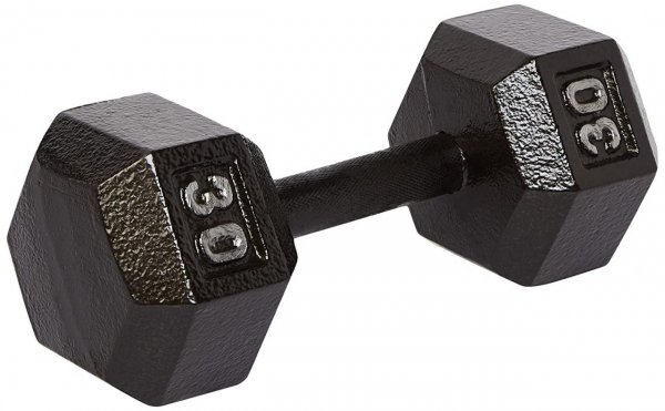 AmazonBasics Cast Iron Hex Fixed Dumbbell Weight - 13.4 x 5.8 x 5 Inches, 18 kg, Black