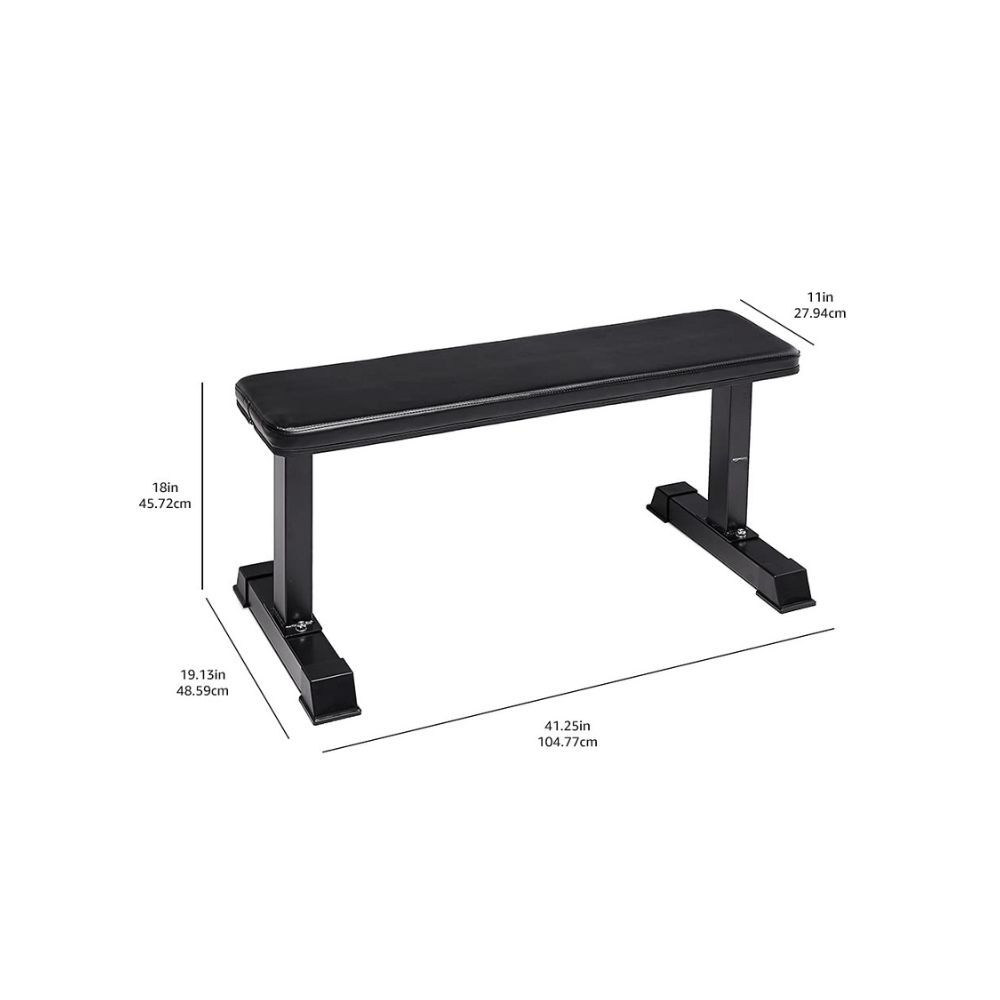 AmazonBasics Flat Weight Workout Exercise Bench - 41 x 20 x 11 Inches, Black