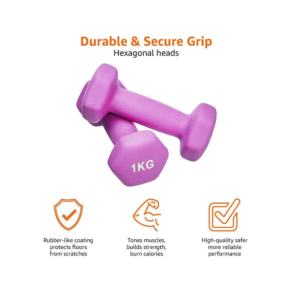 AmazonBasics Neoprene Dumbbell Pair, 2 x 1Kg