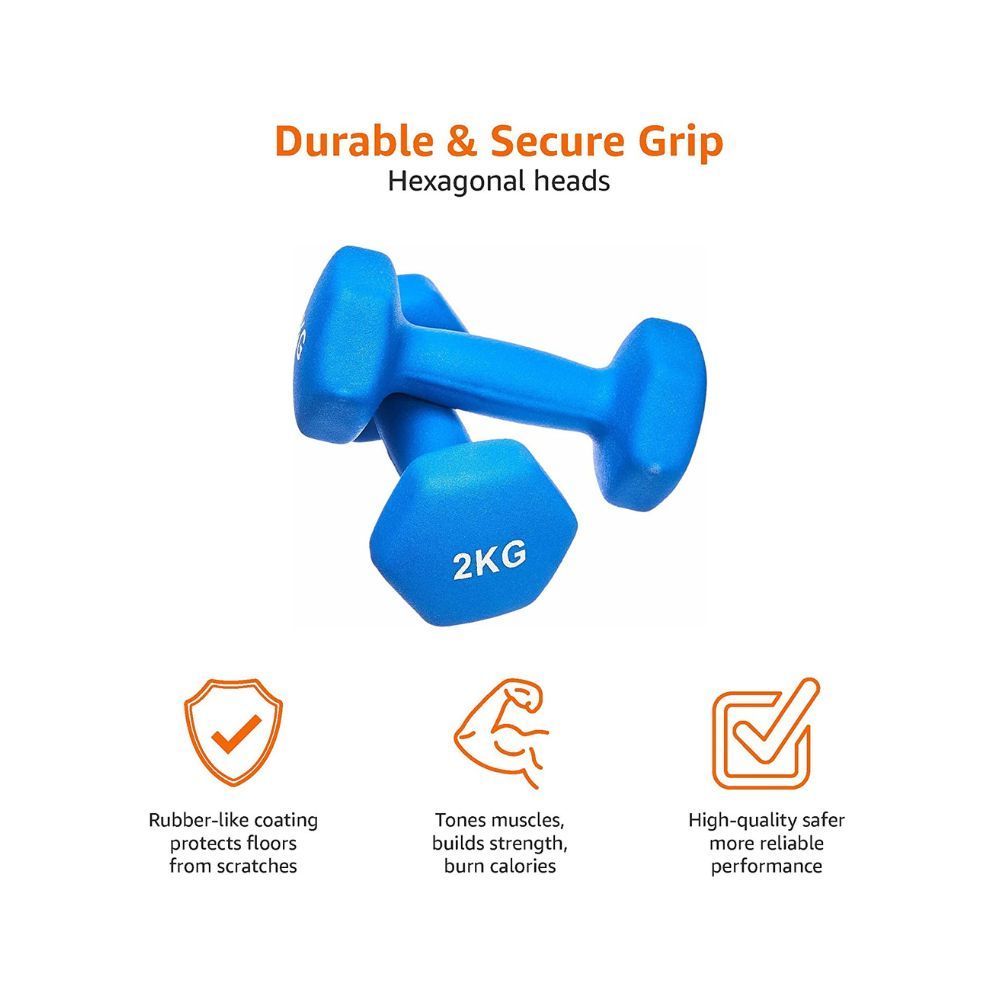 AmazonBasics Neoprene Dumbbell Pair, 2 x 2Kg