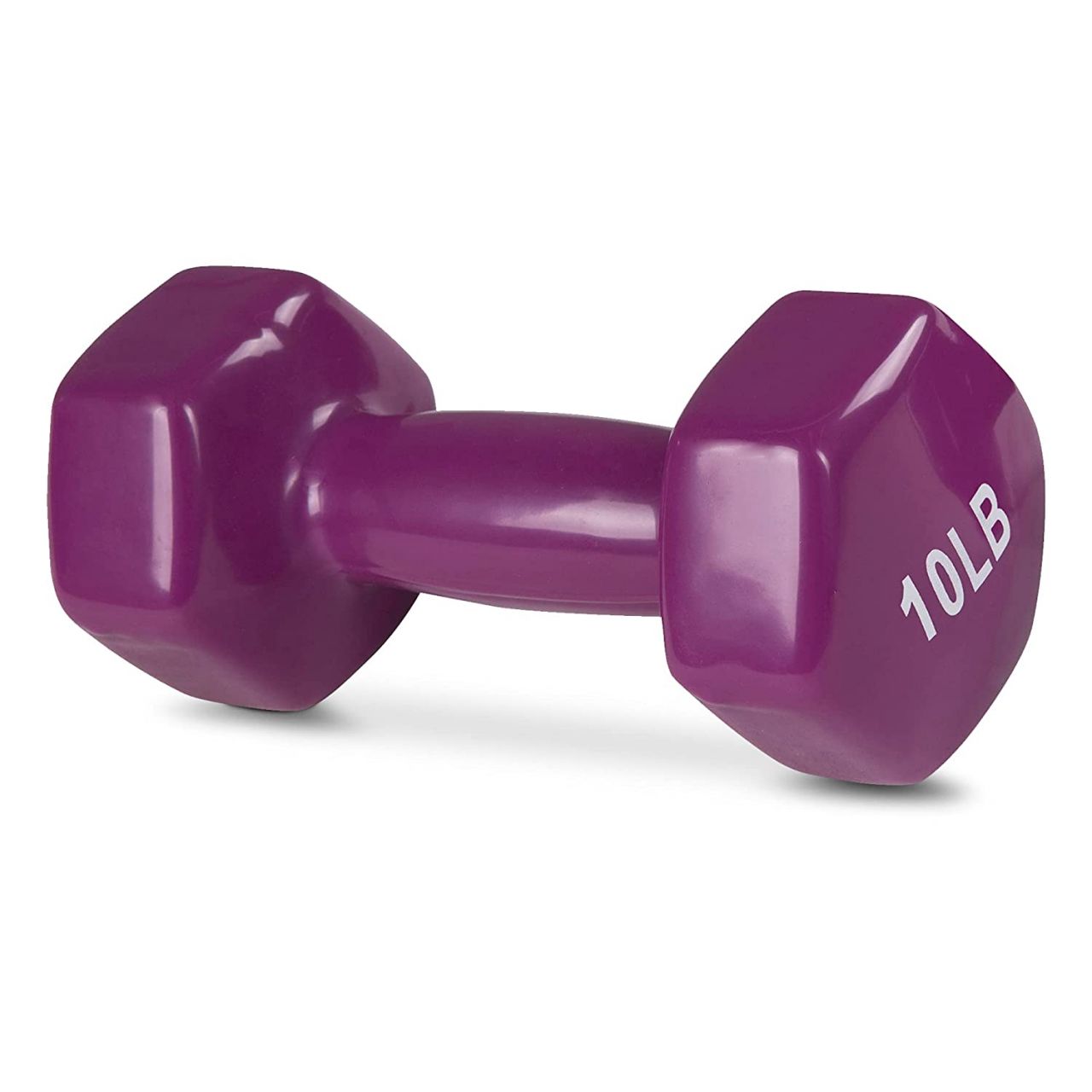 AmazonBasics Vinyl 10 Pound Fixed Dumbbells - Set of 2, Purple