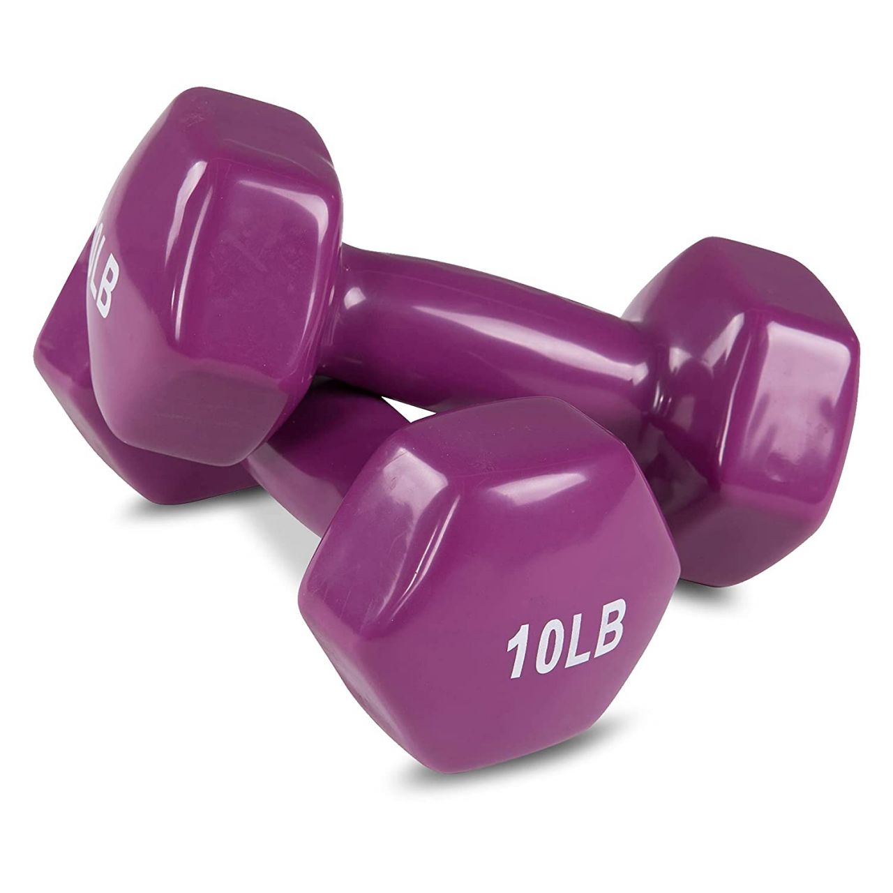 AmazonBasics Vinyl 10 Pound Fixed Dumbbells - Set of 2, Purple