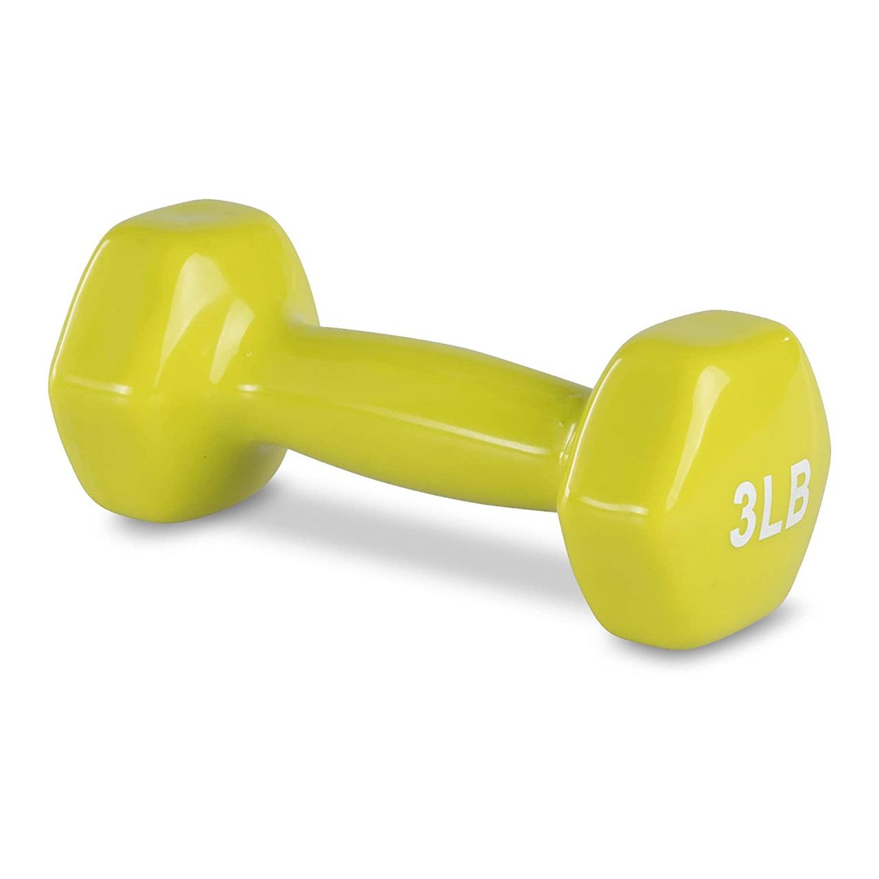 AmazonBasics Vinyl 3 Pound Fixed Dumbbells - Set of 2, Citron Yellow