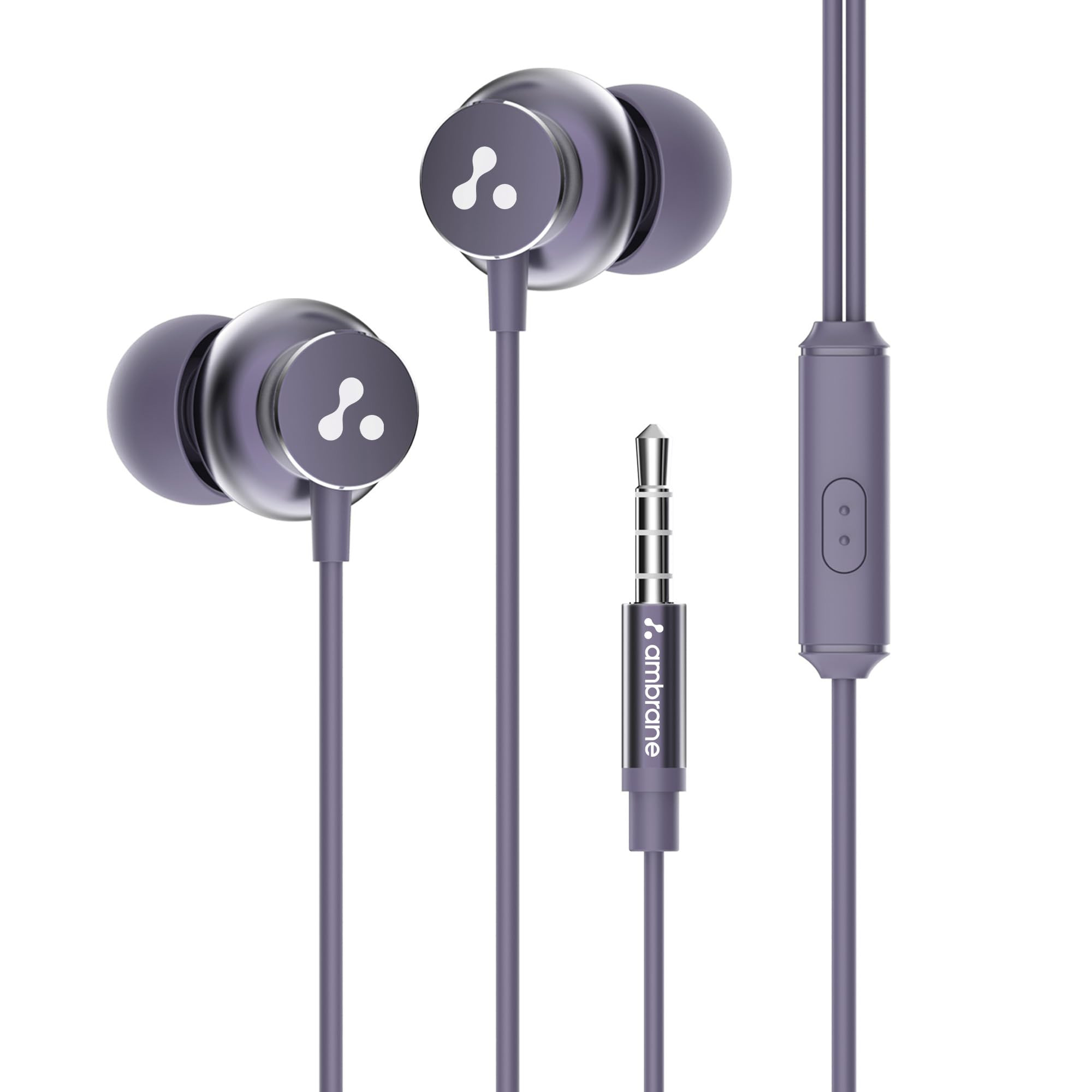 Ambrane Stringz 38 Wired Headphones with Mic Powerful HD Sound with High Bass Tangle Free Cable Comfort in Ear Fit 35mm Jack Green