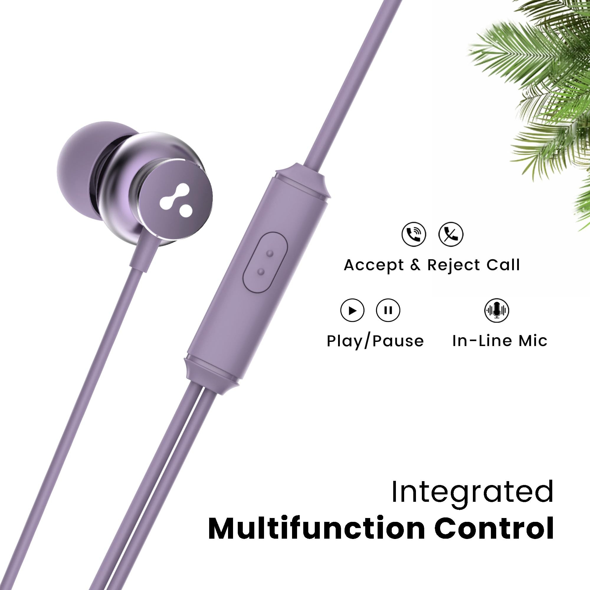 Ambrane Stringz 38 Wired Headphones with Mic Powerful HD Sound with High Bass Tangle Free Cable Comfort in Ear Fit 35mm Jack Green