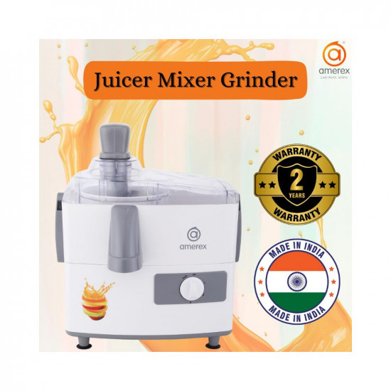 Amerex 450 Watt Juicer Mixer Grinder With 2 Jars (White), 450 Watt, 2 Years Warranty