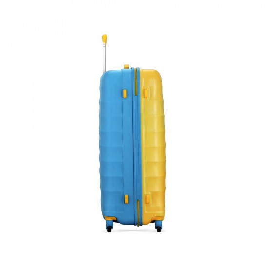 American Tourister Geller Spinner 79 cms Large Check-in Polycarbonate Hard Sided Printed Colourful Luggage/Trolley Bag with TSA Lock for Men and Women (Yellow and Blue)