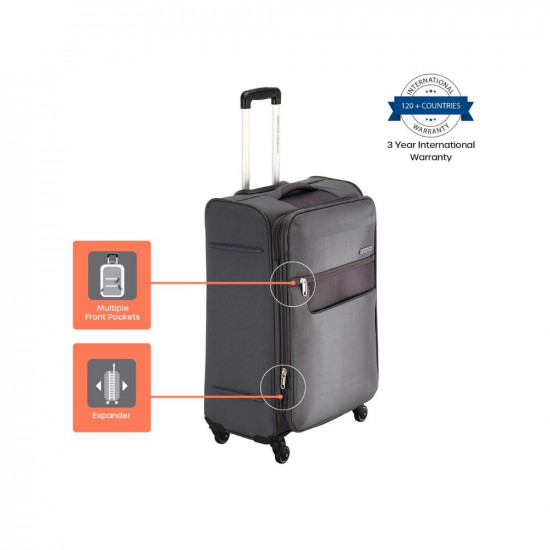 American Tourister Geneva Polyester 79 cms Dark Grey Softsided Check-in Luggage (FW0 (0) 08 003)