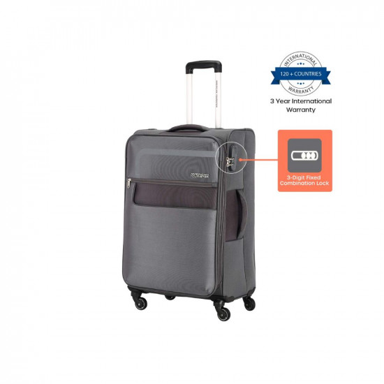 American Tourister Geneva Polyester 79 cms Dark Grey Softsided Check-in Luggage (FW0 (0) 08 003)