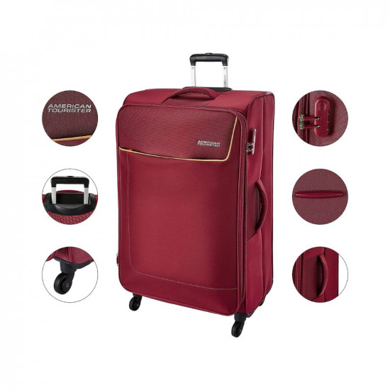 American Tourister Jamaica Polyester 80CM Wine RED Soft Suitcase
