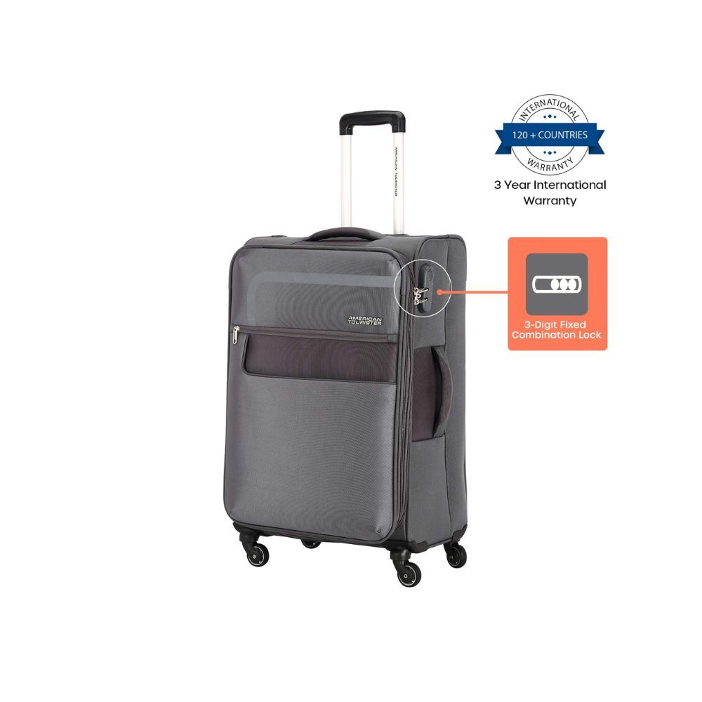 American Tourister Polyester Soft 69 Cms Softsided Check-in Luggage(Fw0 (0) 08 002_Grey)