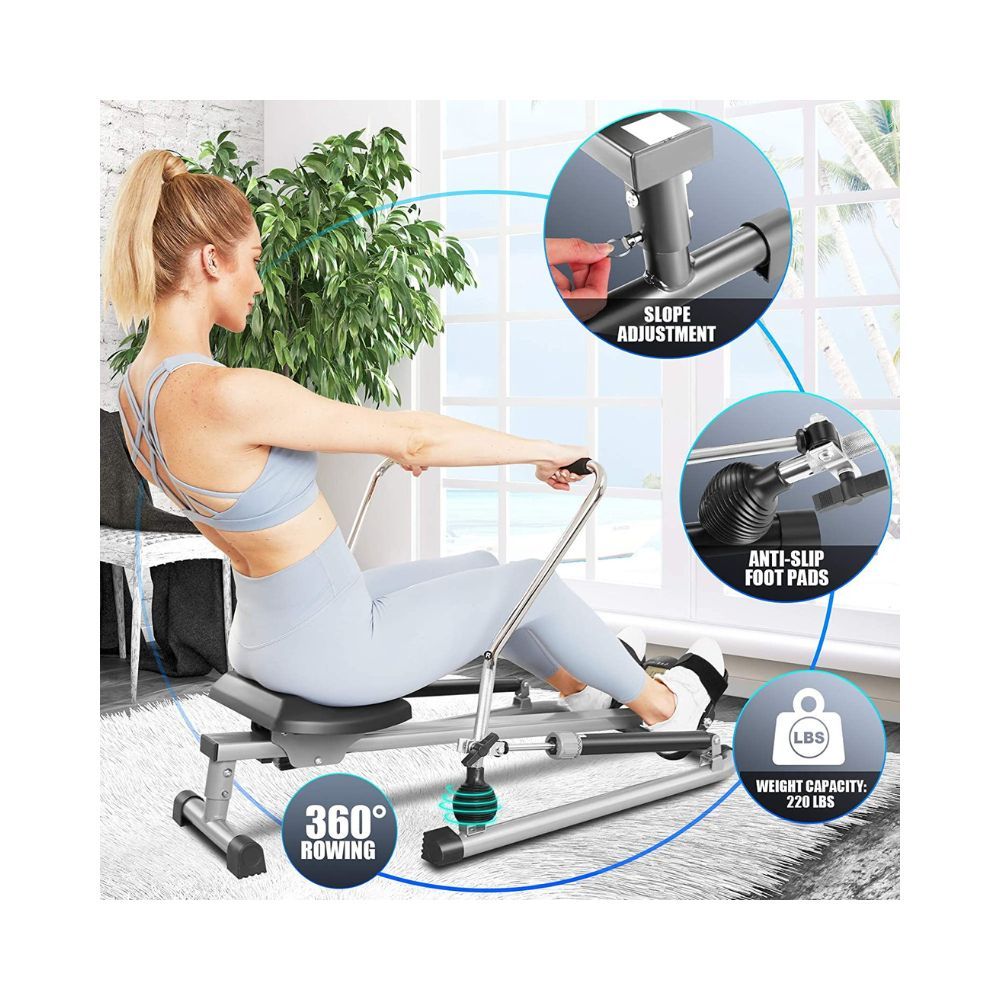 ANCHEER Rowing Machine, Full Motion Adjustable Rower with 12 Level Resistance