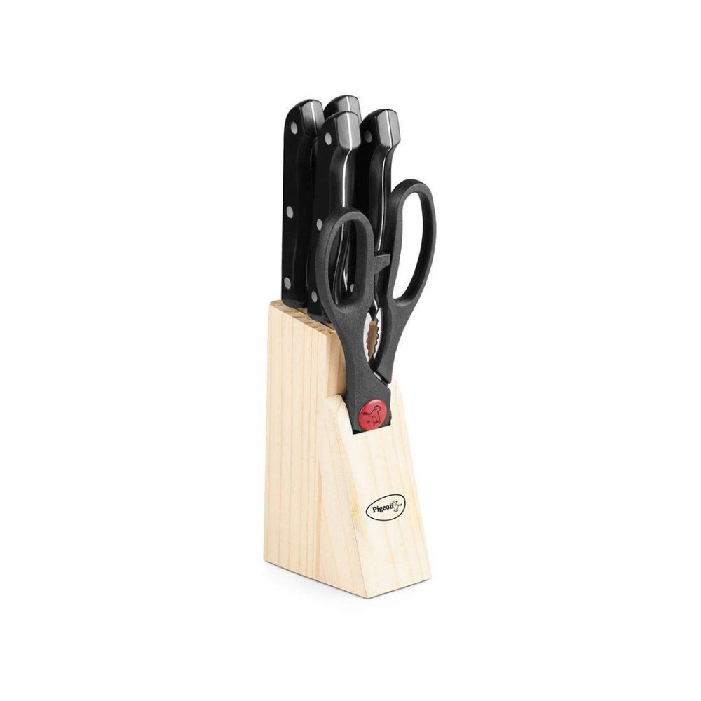 Angular Holder Pigeon by Stove Kraft Shears Kitchen Knifes 6 Piece Set with Wooden Block