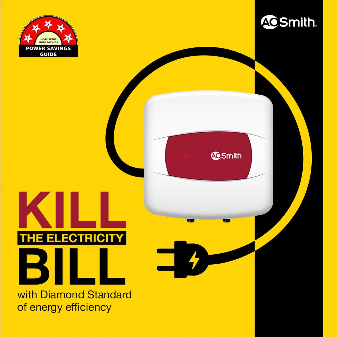 AO Smith Geyser 15 Litre 5 Star Rating BEE Powerful 2KW Heating Storage Water Heater With 2X Corrosion Resistant Blue Diamond Glass Tank Warranty 5 Yr Tank 2 Yr Comprehensive HSE-SHS-015