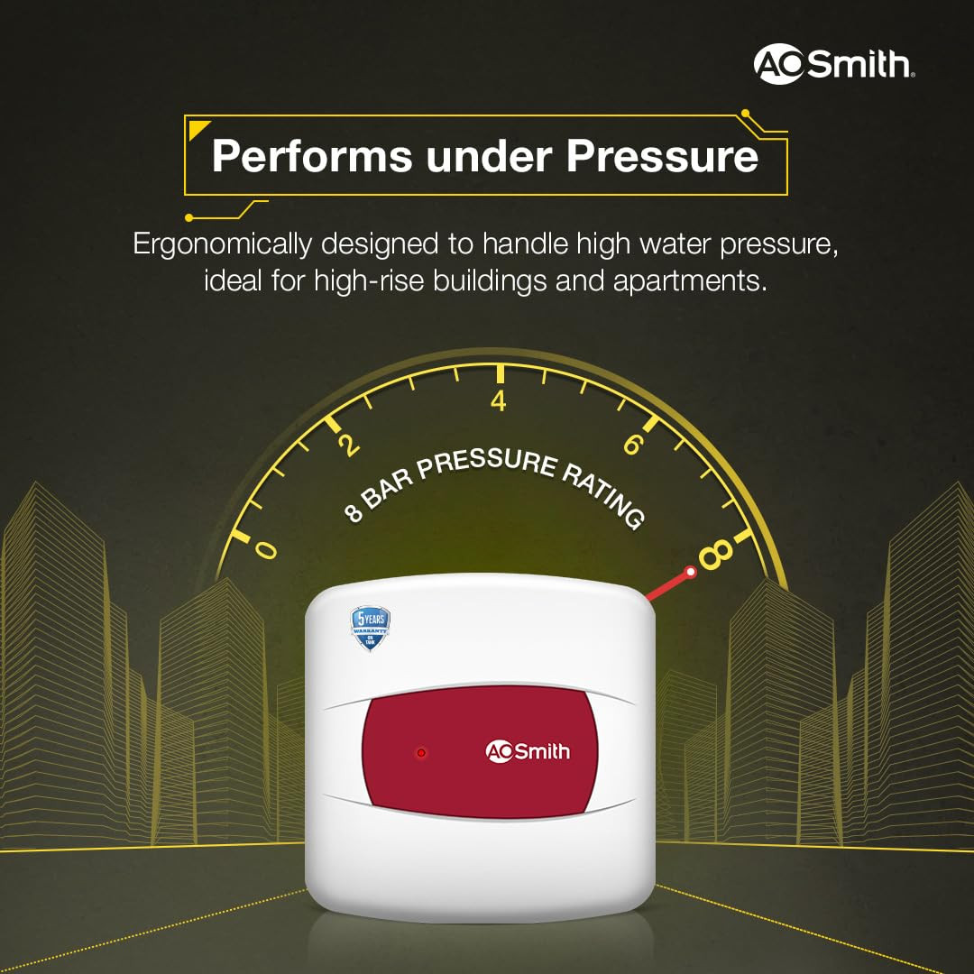 AO Smith Geyser 15 Litre 5 Star Rating BEE Powerful 2KW Heating Storage Water Heater With 2X Corrosion Resistant Blue Diamond Glass Tank Warranty 5 Yr Tank 2 Yr Comprehensive HSE-SHS-015