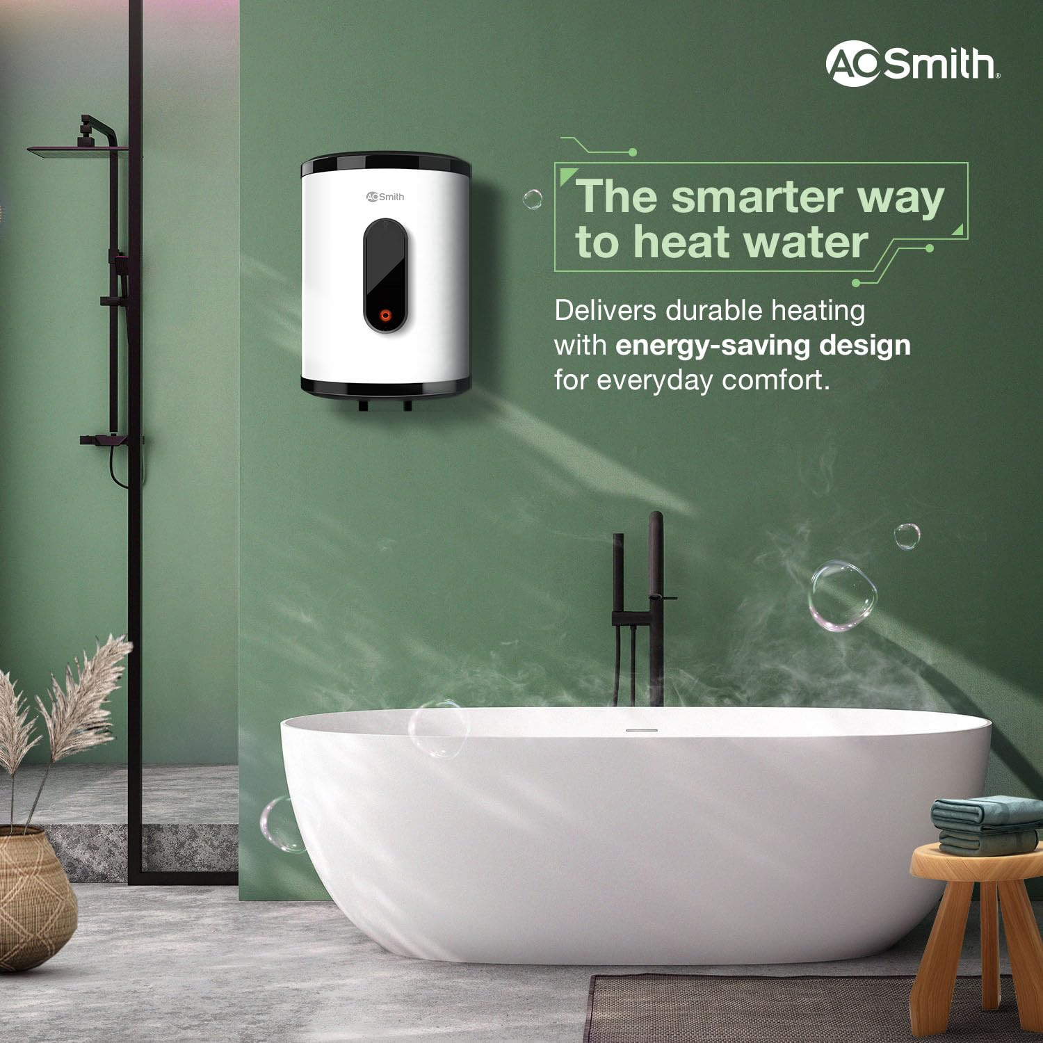 AO Smith Geyser VAS PLUS 15 Litre 5 Star BEE Rating Powerful 2KW Water Geyser for Bathroom 2X Corrosion Resistant Storage Water Heater Warranty 7Yr Tank 3Yr Heating Element 2Yr Overall