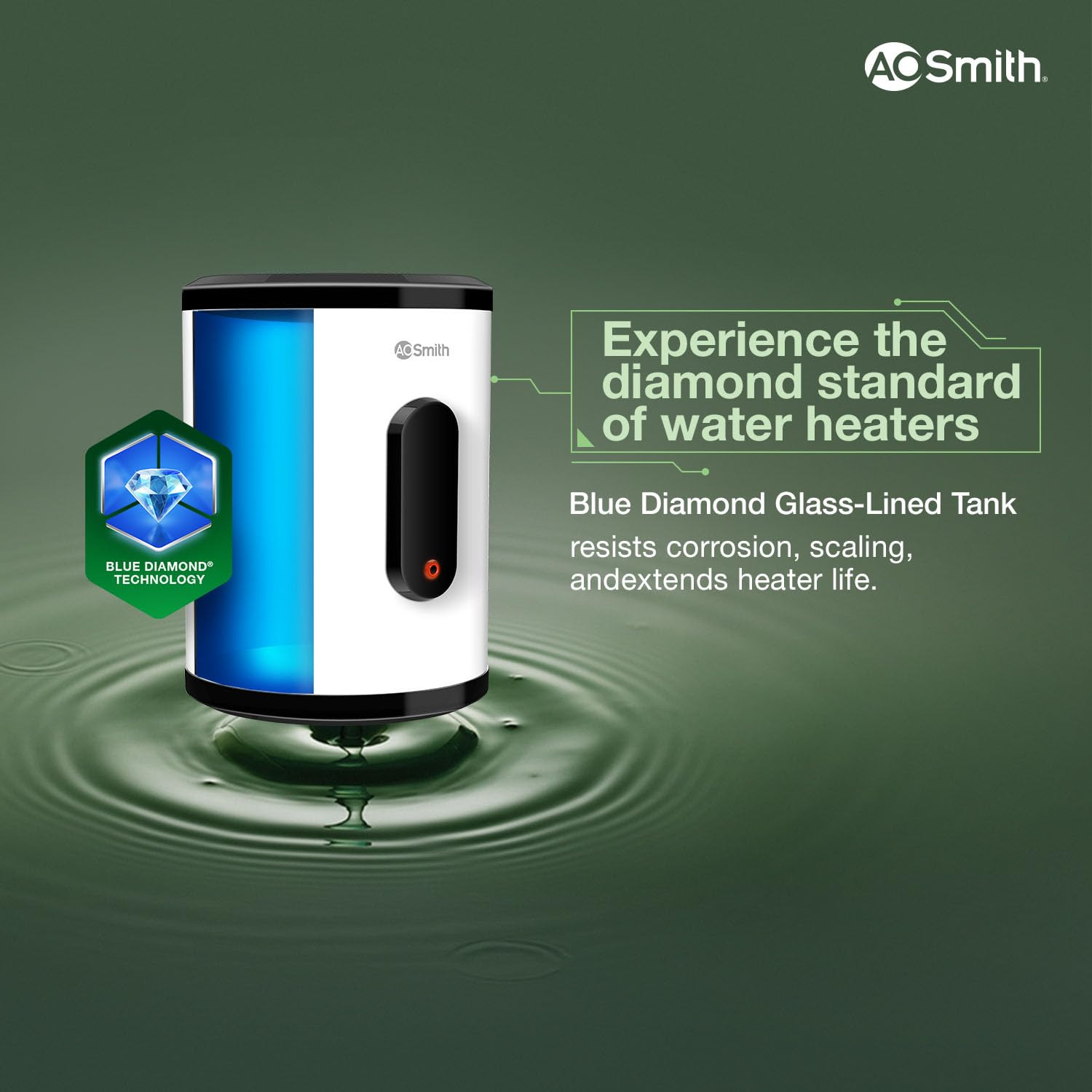 AO Smith Geyser VAS PLUS 15 Litre 5 Star BEE Rating Powerful 2KW Water Geyser for Bathroom 2X Corrosion Resistant Storage Water Heater Warranty 7Yr Tank 3Yr Heating Element 2Yr Overall