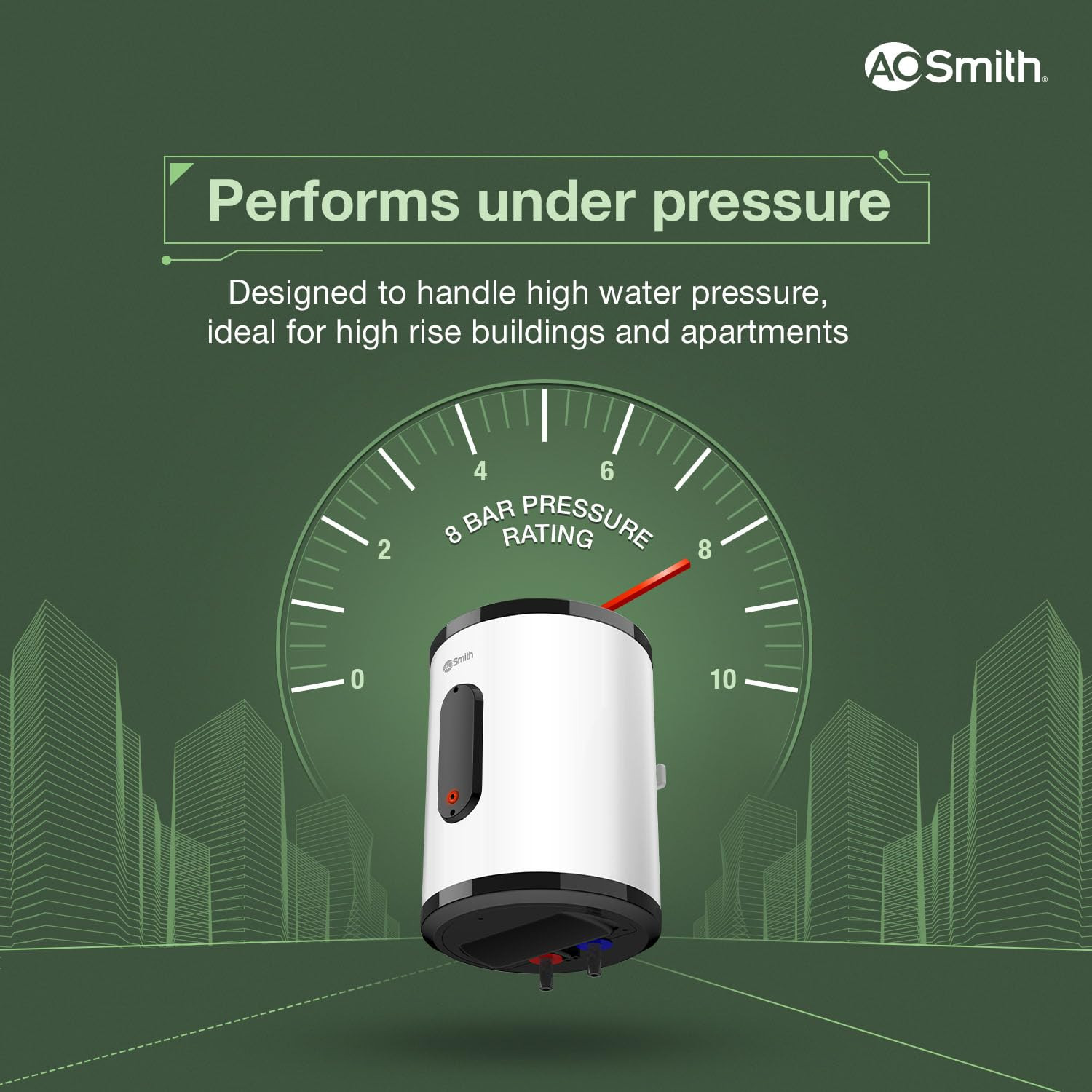 AO Smith Geyser VAS PLUS 15 Litre 5 Star BEE Rating Powerful 2KW Water Geyser for Bathroom 2X Corrosion Resistant Storage Water Heater Warranty 7Yr Tank 3Yr Heating Element 2Yr Overall