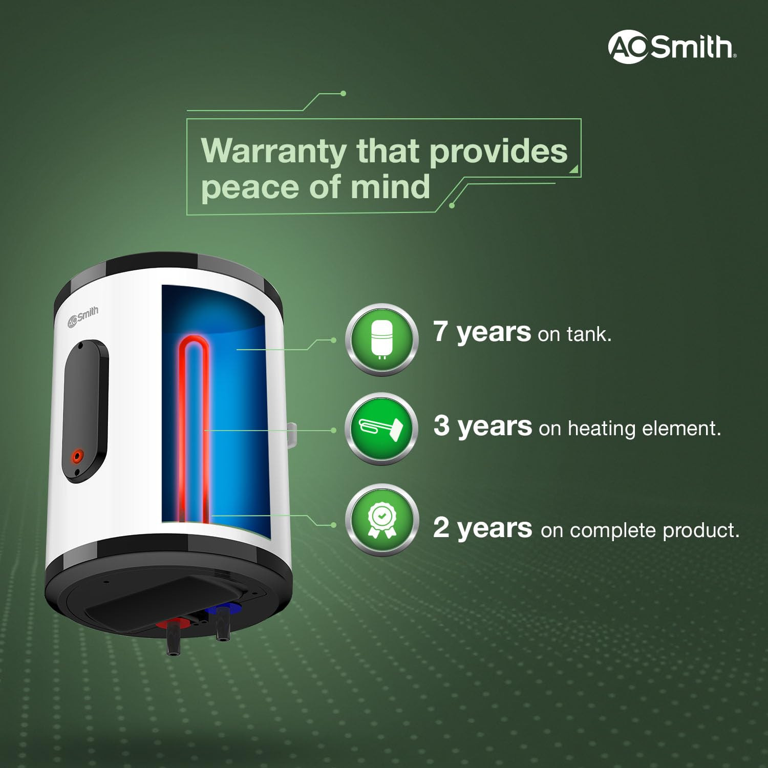 AO Smith Geyser VAS PLUS 15 Litre 5 Star BEE Rating Powerful 2KW Water Geyser for Bathroom 2X Corrosion Resistant Storage Water Heater Warranty 7Yr Tank 3Yr Heating Element 2Yr Overall