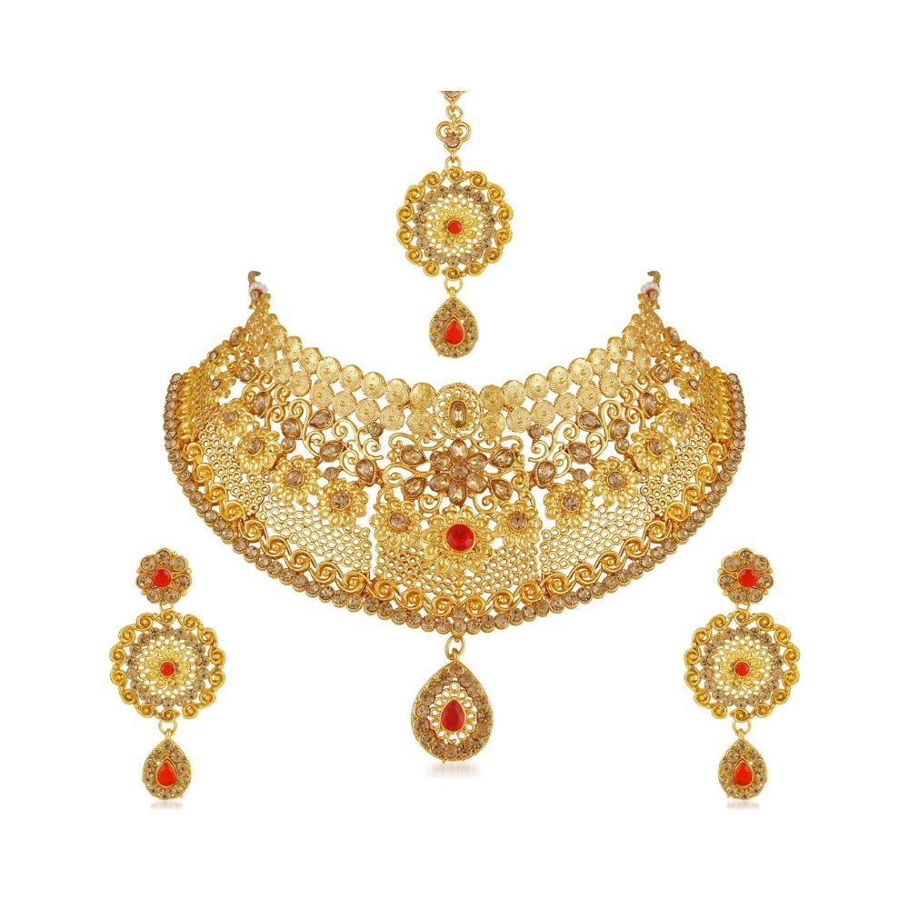 Apara Traditional Choker Bridal Wedding Necklace Jewellery Set for Women