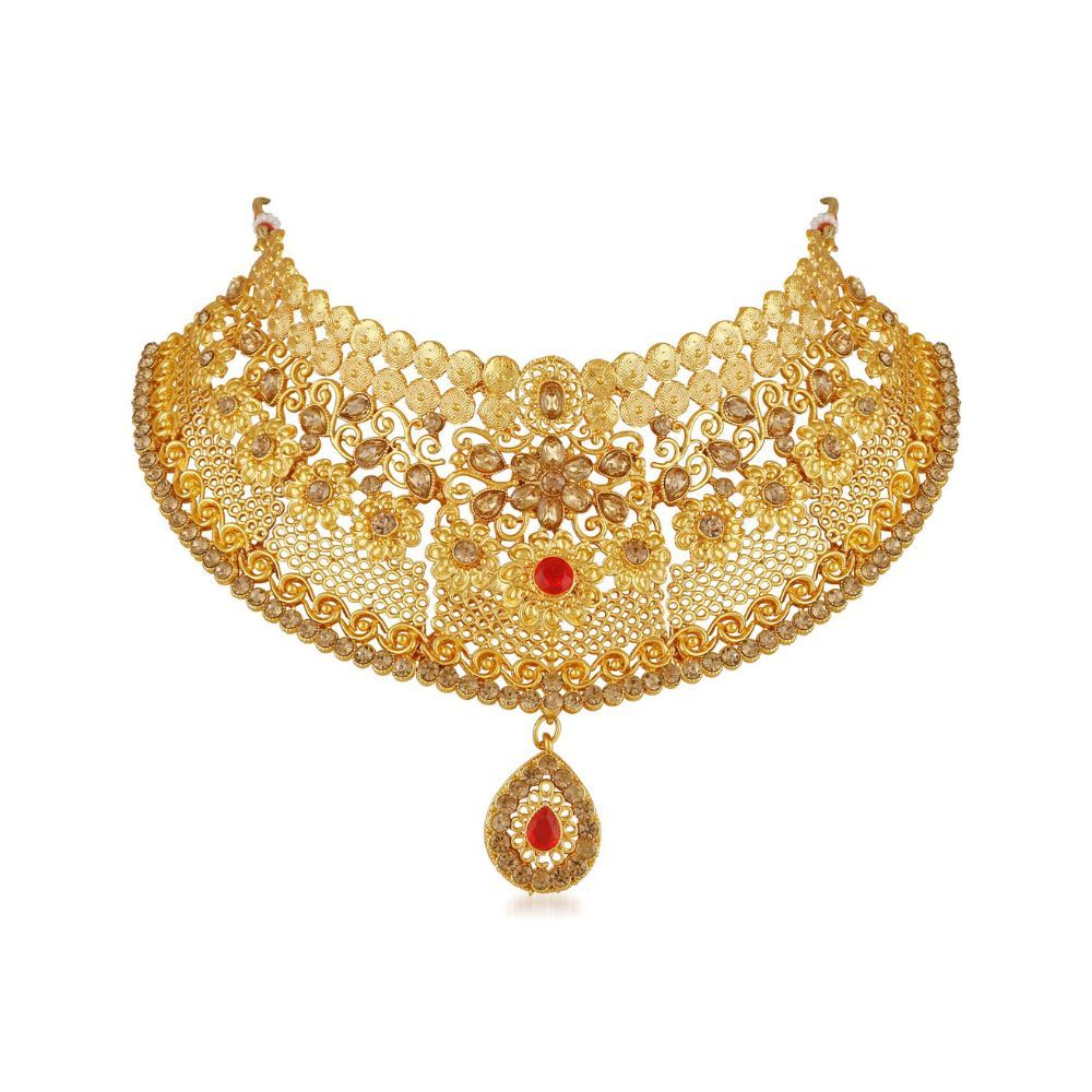 Apara Traditional Choker Bridal Wedding Necklace Jewellery Set for Women
