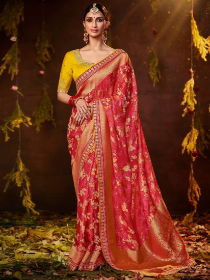 Appealing Red Zari Weaving Silk Saree With Embroidery Blouse(Un-Stitched)
