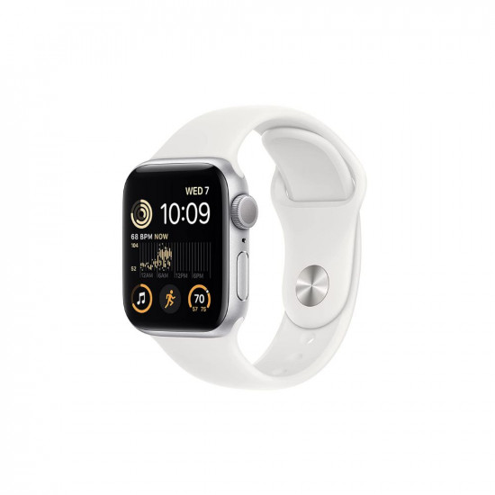 Apple Watch SE (2nd Gen) [GPS 40 mm] Smart Watch w/Silver Aluminium Case & White Sport Band