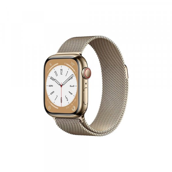 Apple Watch Series 8 [GPS + Cellular 41 mm] Smart Watch w/ Gold Stainless Steel Case with Gold Milanese Loop