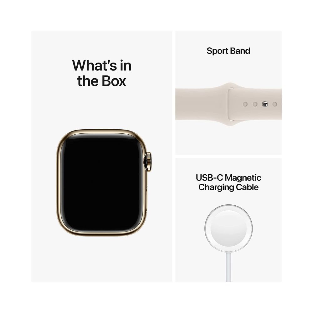Apple Watch Series 8 [GPS + Cellular 41 mm] Smart Watch w/ Gold Stainless Steel Case with Starlilght Sport Band
