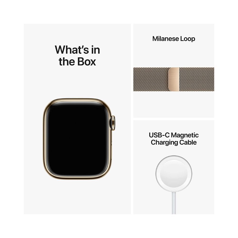 Apple Watch Series 8 [GPS + Cellular 45 mm] Smart Watch w/ Gold Stainless Steel Case with Gold Milanese Loop