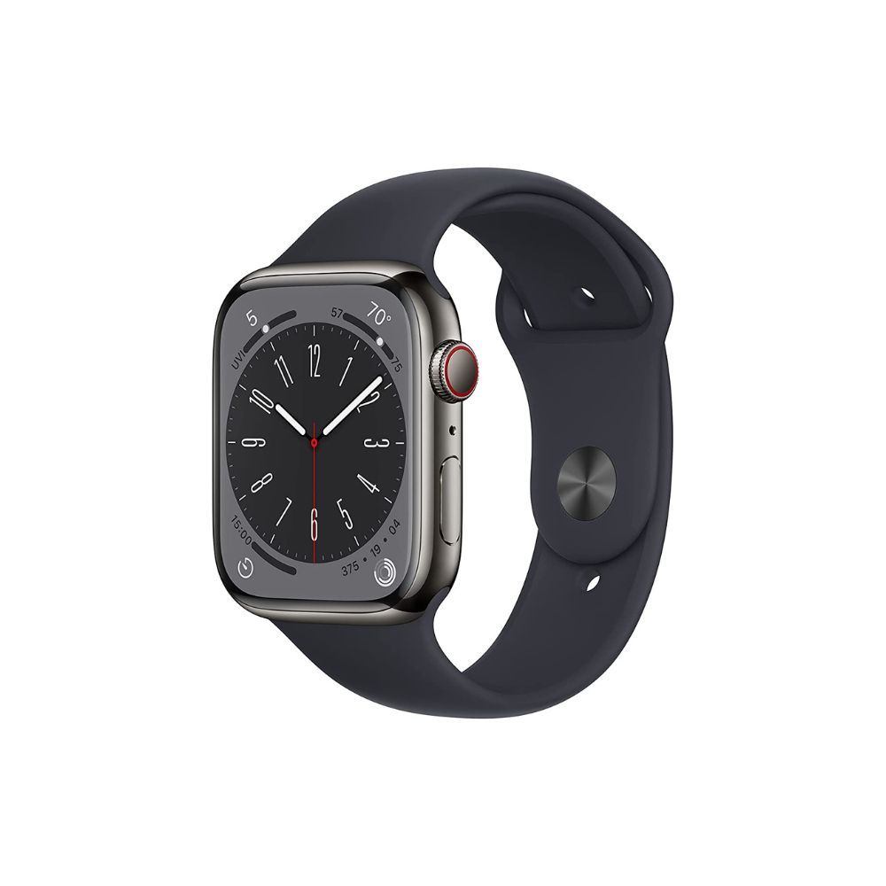 Apple Watch Series 8 [GPS + Cellular 45 mm] Smart Watch w/ Graphite Stainless Steel Case with Midnight Sport Band